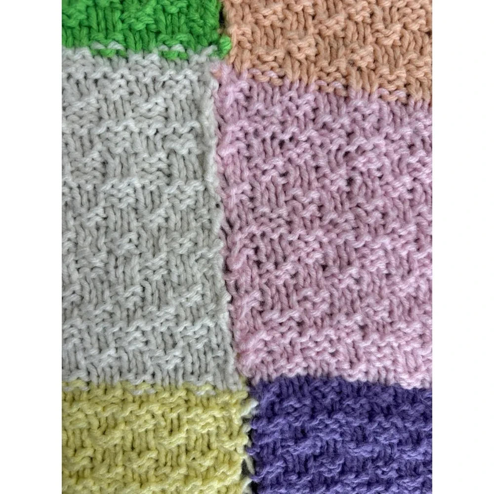 Handmade Vintage Crochet Blanket Easter Pastels Afghan Throw 39